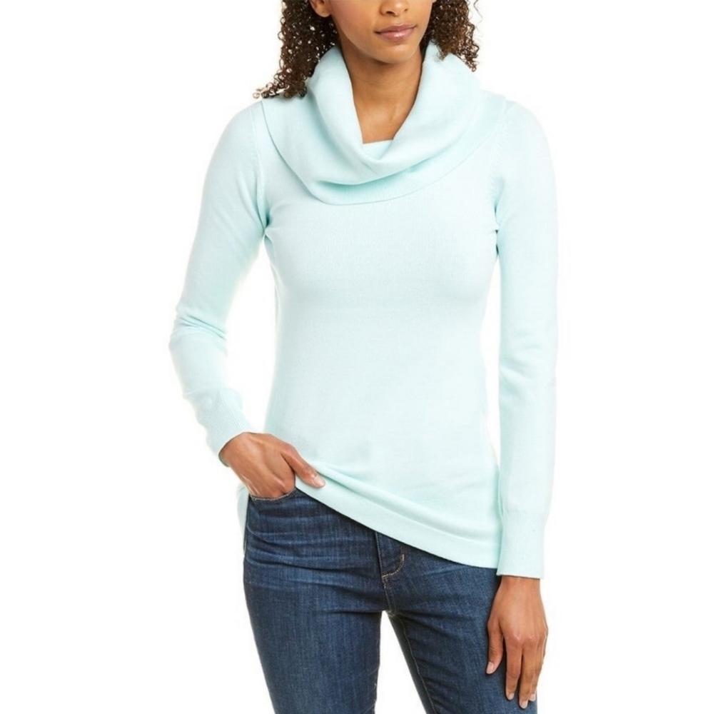 FRENCH CONNECTION Cowl Neck Tunic Sweater in Fresh Aqua, Womens Size L